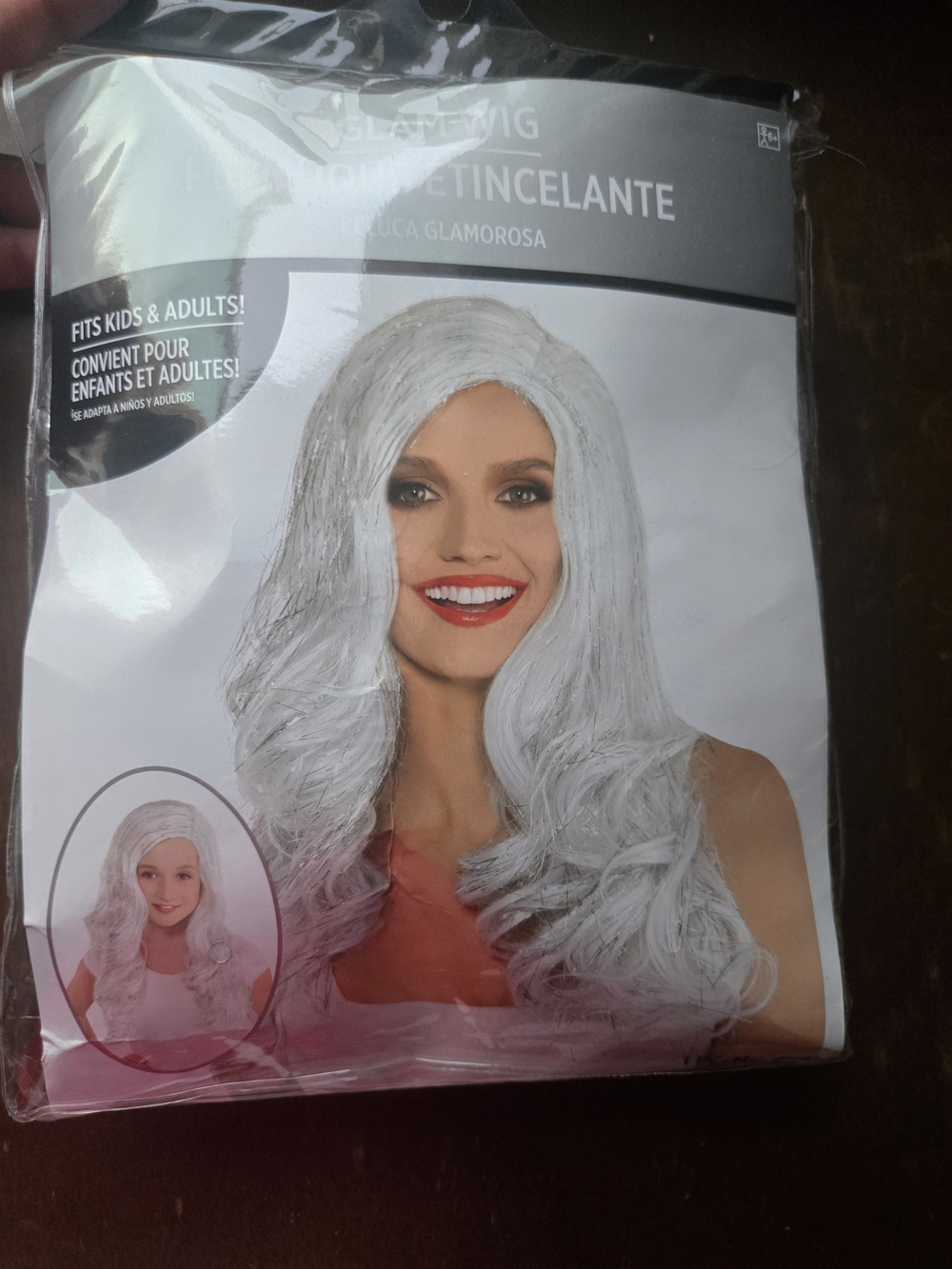 Party City Silver Long Wavy Women's Wig